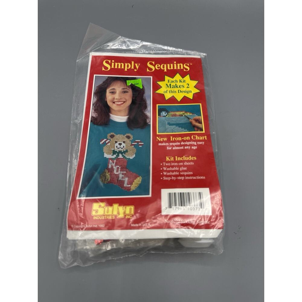 Vintage Simply Sequins Kit No.6222 Stocking Surprise Teddy Bear Sulyn 1992